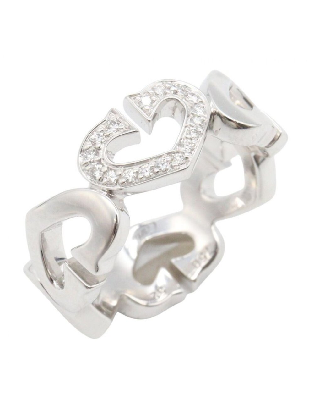 Cartier Ring C Heart Diamond 18k White Gold